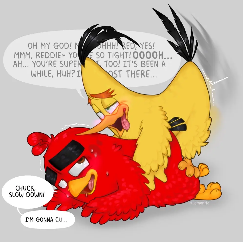 Image blush,open_mouth,male,sweat,tongue,sex,duo,doggy_style,anal,anal_sex,male/male,male_only,from_behind_position,feathers,anthro,text,penetration,bodily_fluids,dialogue,english_text,sega,avian,beak,bird,angry_birds,chuck_(angry_birds),columbia_pictures,lemonita,random_(angry_birds),rovio,rovio_animation,rovio_entertainment,sony,the_angry_birds_movie
