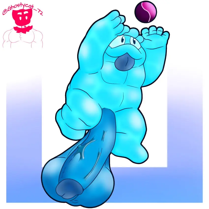 Image male,male_only,excited,cute,brawl_stars,hyper_genitalia,slime_monster,cocokun!,squeak_(brawl_stars)