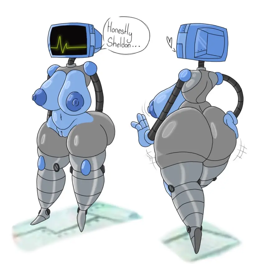 Image big_breasts,breasts,breasts_out,female,female_only,humanoid,fat_ass,2d,hand_on_hip,chubby_female,back_view,computer_monitor,robot,robot_girl,robot_humanoid,casual_nudity,casual_exposure,screen_face,alternate_version_at_source,japansadface,karen_plankton,spongebob_squarepants