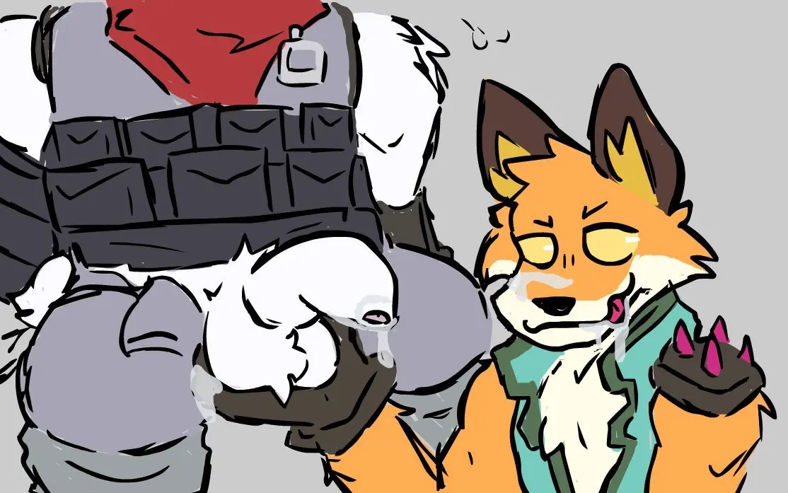 Image clothing,smile,cum,male,oral,penis,tongue_out,yellow_eyes,tongue,duo,smiling_at_viewer,male/male,male_only,balls,anthro,fortnite,spread_legs,spreading,genital_fluids,bodily_fluids,canid,canine,fur,genitals,mammal,orange_body,white_body,bear,smirk,smirking_at_viewer,breath,fox,orange_fur,white_fur,epic_games,spikes,green_clothing,holding_penis,ball_grab,suit,polar_bear,ursine,fennix_(fortnite),kayne0744,polar_patroller