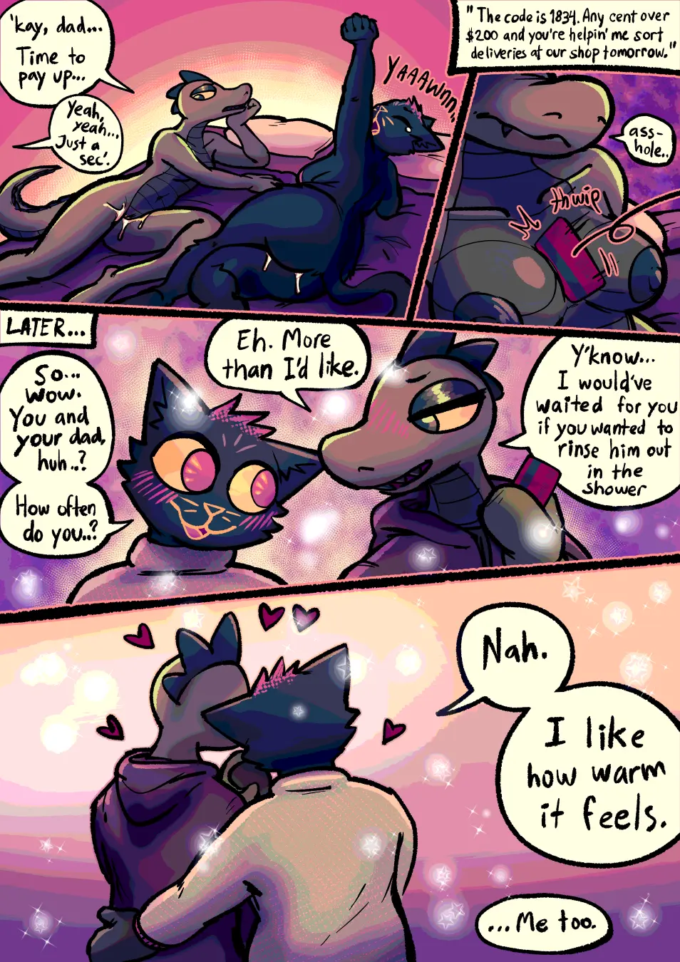 Image blush,breasts,clothing,female,hi_res,cum,cum_drip,nude,pussy,tail,anthro,cum_in_pussy,cum_inside,text,after_sex,comic,genital_fluids,slightly_chubby,bodily_fluids,genitals,mammal,english_text,feline,reptile,scalie,dripping,heart_symbol,felid,father_and_daughter,domestic_cat,felis,crocodile,crocodilian,crocodylid,atrolux,bea_santello,mae_borowski,night_in_the_woods