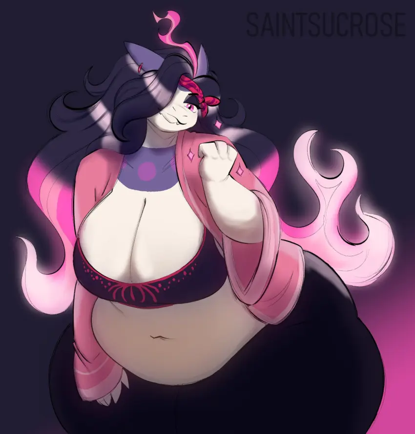 Image big_breasts,breasts,female,thick_thighs,wide_hips,cleavage,tagme,character_request,chubby,saintsucrose