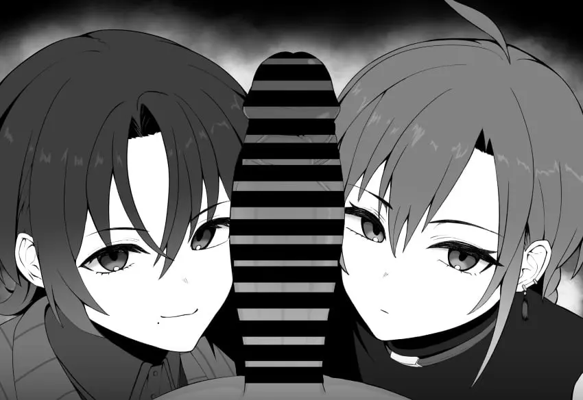 Image 1girls,female,highres,long_hair,looking_at_viewer,parted_bangs,smile,absurdres,male,penis,straight,earrings,veins,virtual_youtuber,2boys,femboy,male/male,yaoi,jewelry,male/female,veiny_penis,piercing,mole,censored,gay,hololive,braid,pov,monochrome,closed_mouth,bar_censor,nijisanji,jacket,large_penis,mole_under_mouth,androgynous,otoko_no_ko,bisexual,bisexual_male,otokonoko,greyscale,pov_crotch,both_sexes_in_same_situation,bisexual_sandwich,male/male/female,striped_clothes,goroza_niwa,hiodoshi_ao,hololive_dev_is,hololive_regloss,pinstripe_jacket,pinstripe_pattern,striped_jacket,vertical-striped_clothes,vertical-striped_jacket,wolf_cut,female_supporting_yaoi,reverse_trap,ryushen,ryuushen