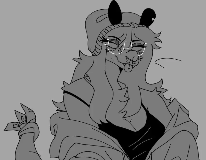 Image 1girls,female,female_only,tongue_out,furry,tongue,female_focus,anthro,2d,2d_(artwork),furry_only,2d_artwork,colorless,kittrumi,possum