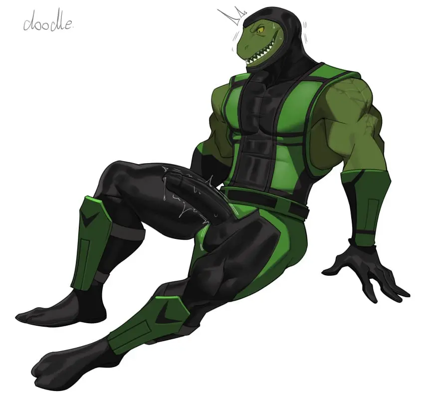 Image clothing,hi_res,simple_background,solo,white_background,1boy,black_gloves,gloves,male,erection,muscular,muscular_male,male_only,anthro,green_eyes,green_skin,sitting,absurd_res,wet,looking_down,erection_under_clothes,sharp_teeth,genital_fluids,bodily_fluids,precum,pecs,skinsuit,tight_clothing,impossible_clothes,precum_through_clothing,bodysuit,green_body,reptile,scalie,male_focus,solo_male,ninja,handwear,erection_under_clothing,sitting_on_floor,black_bodysuit,bracers,muscular_arms,warrior,wet_clothing,looking_at_own_penis,mortal_kombat,assassin,cxcxxcxxxx,erection_under_bodysuit,green_bracers,green_shin_guard,impossible_bodysuit,looking_down_at_own_penis,mortal_kombat_3,reptile_(mortal_kombat),reptilian,shin_guards,startled,tabi,tight_bodysuit