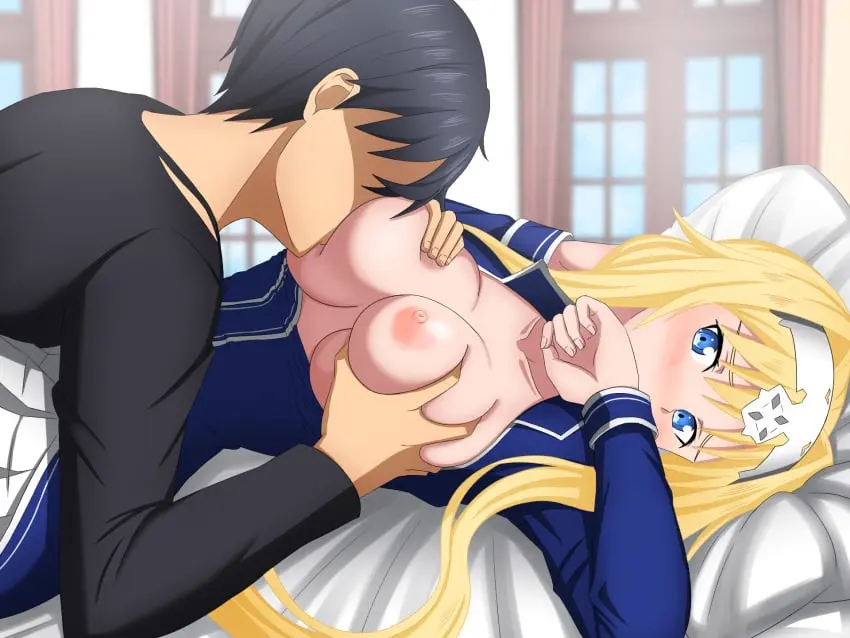 Image 1girls,blush,breasts,female,light-skinned_female,light_skin,1boy,black_hair,blue_eyes,male,sweat,hairband,light-skinned_male,blonde_hair,cute,asian_male_white_female,closed_mouth,breast_sucking,open_eyes,white_hairband,wholesome,sucking,massage,kirito,sword_art_online,alice_schuberg,alice_synthesis_thirty,kirigaya_kazuto,mysteryctu