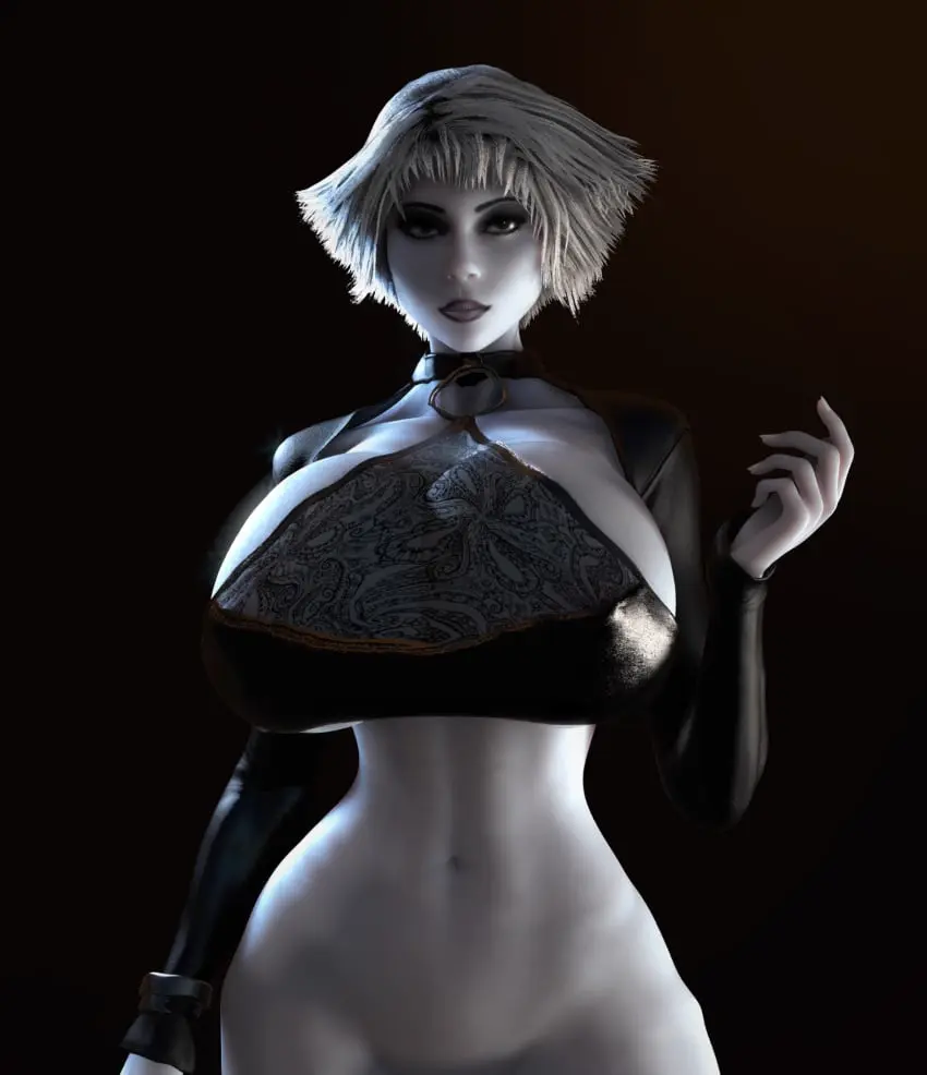 Image 1girls,breasts,clothed,female,female_only,grey_hair,light-skinned_female,light_skin,looking_at_viewer,nipples,solo,white_hair,wide_hips,hips,waist,cleavage,clothed_female,solo_female,hair,huge_breasts,breasts_bigger_than_head,enormous_breasts,pale-skinned_female,slim,busty,pale_skin,3d,hourglass_figure,slim_waist,upper_body,alternate_breast_size,3d_(artwork),bottomless,partially_clothed,bouncing_breasts,nipples_visible_through_clothing,front_view,bottomless_female,goth,goth_girl,silver_hair,slender_waist,bob_cut,grey-skinned_female,grey_skin,close-up,vaako,chiana,closeup,farscape,wasp_waist