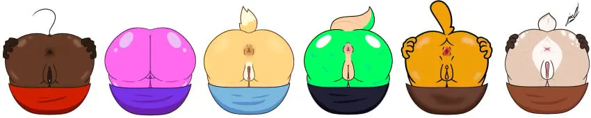 Image female,multiple_girls,ass,bubble_butt,anthro,anus,fur,mammal,ass_focus,gwen_martin,rodent,spread_butt,transparent_background,spread_ass,6girls,lineup,take_your_pick,anus_visible_without_spreading,derpybelle,doe_(alfa995),huntress_(lewdewott),joelbrunox5,lucy_swallows,may_(xmelomor24x)