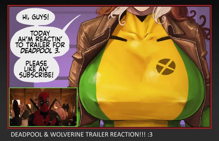 Image big_breasts,breasts,female,hi_res,highres,large_breasts,youtube,text,busty,dialogue,english_text,high_resolution,bodysuit,2024,erect_nipples,nipple_bulge,marvel,marvel_comics,x-men,superheroine,rogue_(x-men),humor,deadpool,deadpool_2,devil_hs,southern_accent,southern_belle,wade_wilson,watching_video