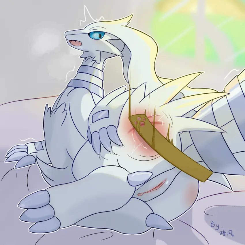 Image female,hi_res,solo,pokemon,pokemon_(species),pussy,lying,ass,on_side,on_bed,bed,nintendo,genitals,rear_view,generation_5_pokemon,furniture,feral,sunset,spanking,legendary_pokemon,butt_slap,slap,jayfeather233,reshiram