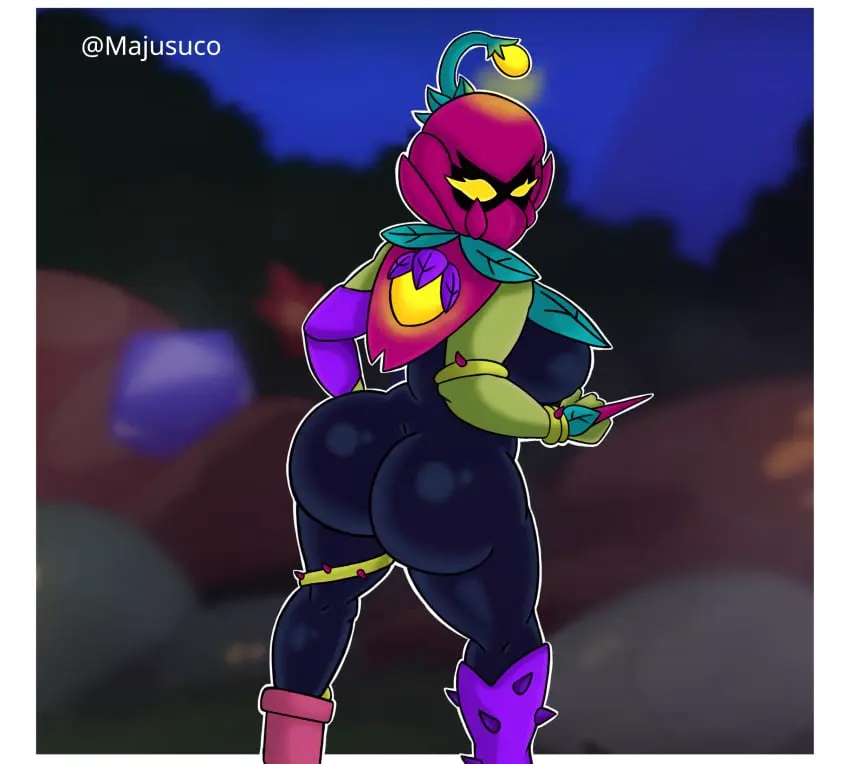 Image 1girls,breasts,female,ass,big_ass,back_view,brawl_stars,lily_(brawl_stars),majusuco