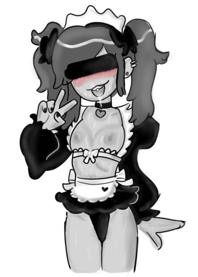 Image female,black_hair,underwear,disney,saliva,disney_channel,topless,maid,asian_female,amphibia,saliva_on_tongue,v_sign,marcy_wu,taiwanese