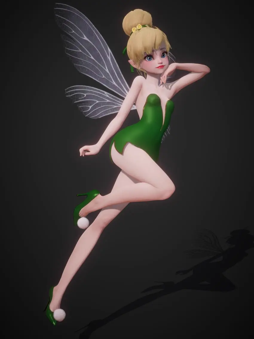 Image breasts,female,light-skinned_female,light_skin,blue_eyes,disney,small_breasts,bare_shoulders,eyelashes,wings,blonde_hair,legs,dress,lips,pointy_ears,3d,red_lipstick,high_heels,big_eyes,lipstick,arched_back,hair_bun,micro,red_lips,fairy,fairy_wings,minigirl,honey_select,honey_select_2,hair_tie,green_dress,green_shoes,inmortal,microdress,peter_pan_(disney),strapless_dress,tinker_bell,v-neck