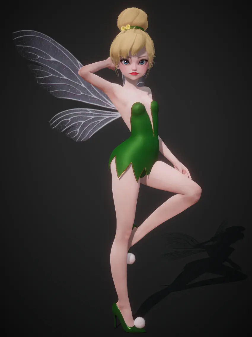 Image breasts,female,light-skinned_female,light_skin,looking_at_viewer,blue_eyes,disney,small_breasts,bare_shoulders,eyelashes,wings,blonde_hair,legs,public_domain,dress,lips,pointy_ears,3d,red_lipstick,high_heels,big_eyes,lipstick,hair_bun,micro,red_lips,fairy,fairy_wings,minigirl,literature,honey_select,honey_select_2,hair_tie,green_dress,green_shoes,inmortal,microdress,peter_pan_(disney),strapless_dress,tinker_bell,v-neck,leotard_peek,panty_peek