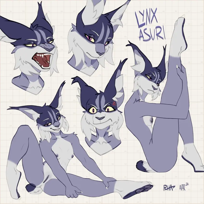Image breasts,female,hi_res,looking_at_viewer,nipples,open_mouth,simple_background,smile,solo,nude,pussy,tail,tongue,small_breasts,areola,digital_media_(artwork),teeth,anthro,purple_fur,sitting,absurd_res,fur,genitals,mammal,multicolored_body,multicolored_fur,two_tone_body,two_tone_fur,feline,white_body,purple_body,annoyed,markings,tuft,white_fur,felid,stretching,holding_leg,expressions,yoga,lynx,facial_tuft,small_tail,raised_leg,cheek_tuft,ear_tuft,asuri_(brawlhalla),brawlhalla,rhaelrhaelrasputin