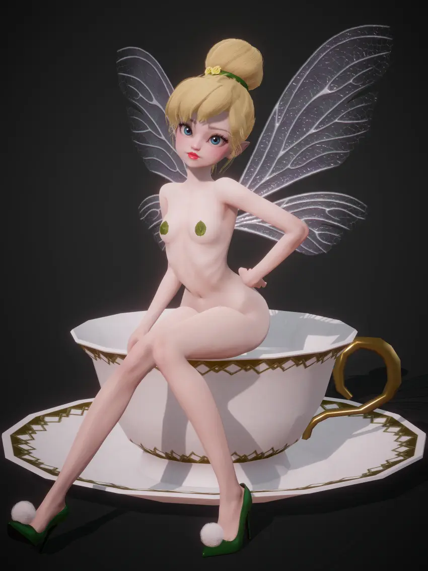 Image breasts,female,light-skinned_female,light_skin,looking_at_viewer,blue_eyes,navel,disney,small_breasts,hips,bare_shoulders,covered_nipples,eyelashes,wings,blonde_hair,legs,lips,pointy_ears,3d,red_lipstick,high_heels,big_eyes,pasties,lipstick,arched_back,hair_bun,micro,red_lips,fairy,fairy_wings,minigirl,honey_select,honey_select_2,hair_tie,green_shoes,inmortal,peter_pan_(disney),tinker_bell
