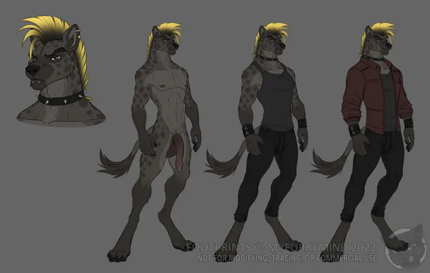 Image clothed,clothing,hi_res,nipples,pants,shirt,solo,standing,black_hair,male,navel,nude,penis,barefoot,athletic,athletic_male,feet,watermark,eyebrows,balls,hair,anthro,piercing,2022,collar,fur,genitals,grey_body,grey_fur,mammal,claws,paws,toe_claws,ear_piercing,jacket,5_fingers,black_nose,fingers,toes,tank_top,markings,topwear,spikes,humanoid_hands,bottomwear,highlights_(coloring),4_toes,hindpaw,spiked_collar,eyebrow_piercing,spots,spotted_body,spotted_fur,model_sheet,athletic_anthro,ear_ring,hyena,ring_piercing,finger_claws,facial_piercing,spotted_hyena,chin_piercing,myfurrymind,blonde_highlights,zeke_(myfurrymind)