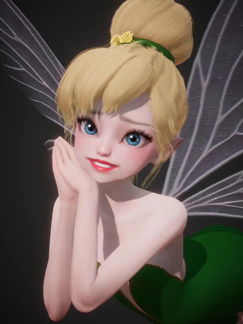 Image breasts,female,light-skinned_female,light_skin,looking_at_viewer,blue_eyes,disney,small_breasts,bare_shoulders,eyelashes,wings,blonde_hair,legs,dress,lips,pointy_ears,3d,red_lipstick,big_eyes,lipstick,hair_bun,micro,red_lips,fairy,fairy_wings,minigirl,honey_select,honey_select_2,hair_tie,green_dress,inmortal,microdress,peter_pan_(disney),strapless_dress,tinker_bell,v-neck