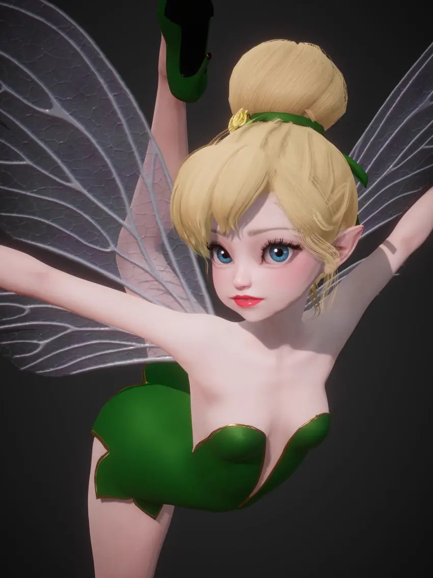 Image breasts,female,light-skinned_female,light_skin,blue_eyes,disney,small_breasts,bare_shoulders,eyelashes,wings,blonde_hair,legs,dress,lips,pointy_ears,3d,red_lipstick,high_heels,big_eyes,lipstick,arched_back,hair_bun,micro,red_lips,fairy,fairy_wings,minigirl,honey_select,honey_select_2,hair_tie,green_dress,green_shoes,inmortal,microdress,peter_pan_(disney),strapless_dress,tinker_bell,v-neck,ballet