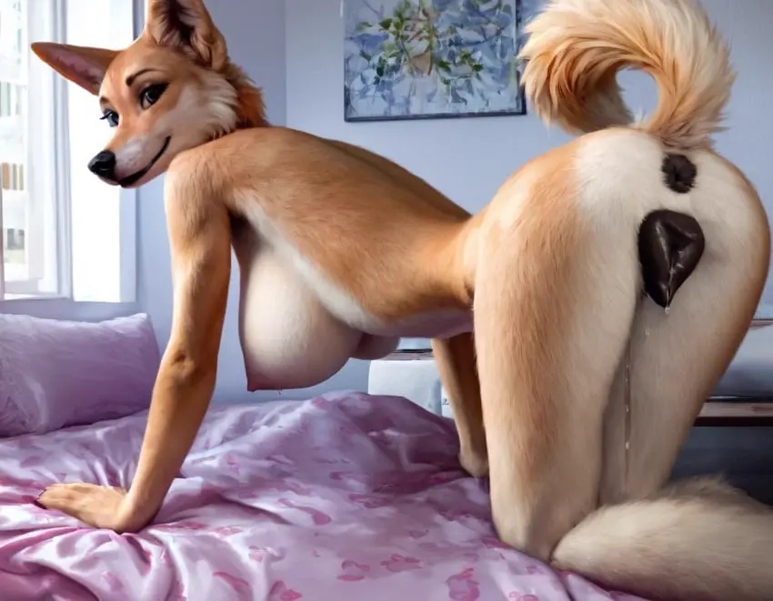 Image female,furry,ai_generated,anthro,anatomically_correct_pussy,canine_pussy
