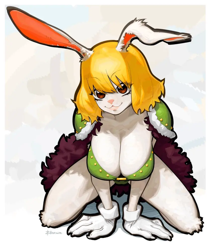 Image breasts,female,female_only,large_breasts,gloves,furry,one_piece,furry_female,blonde_hair,rabbit_ears,rabbit_girl,bikini_armor,pauldrons,beast_pirates_(cosplay),beast_pirates,beast_pirates_uniform,carrot_(one_piece),fur_cape,suggestive_pose,zillionaire