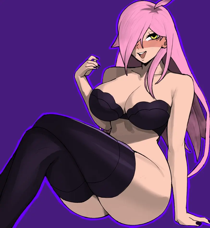 Image 1girls,big_breasts,blush,breasts,female,yellow_eyes,bra,panties,underwear,thighs,virtual_youtuber,pink_hair,vtuber,tagme,socks,vtuberfanart,latam_virtual_youtuber,neneefthy