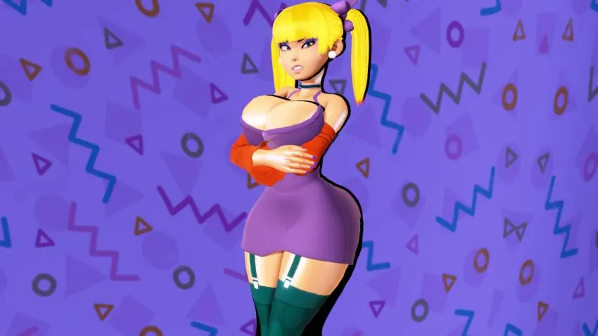 Image breasts,female,thick_thighs,wide_hips,huge_breasts,aged_up,3d,garter_belt,garter_straps,scowl,angelica_pickles,prevence