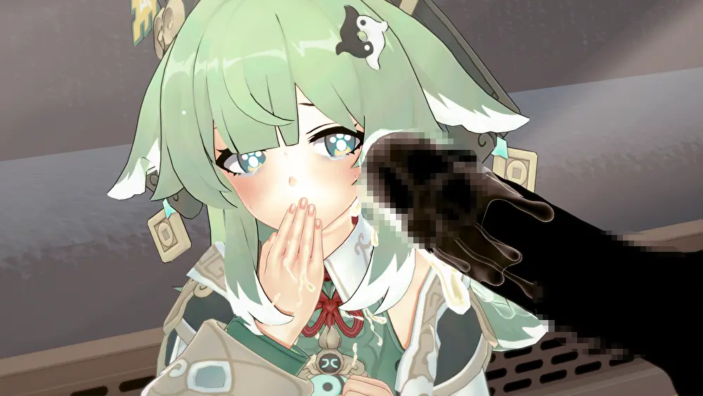Image 1girls,blush,female,1boy,male,penis,big_penis,huge_cock,shocked,censored_penis,koikatsu,thick_penis,large_penis,honkai:_star_rail,huohuo_(honkai:_star_rail),sea_(artist)