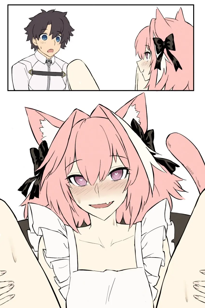 Image blush,smile,haraya,heart-shaped_pupils,male,sweat,skin_fang,cat_ears,femboy,pink_hair,pink_eyes,flustered,cat_tail,excited,sweatdrop,ribbon,oerba_yun_fang,heart,apron,flushed,fate_(series),male_on_femboy,ribbons,naughty_face,apron_only,astolfo_(fate),fate/grand_order,unusual_pupils,naked_apron,type-moon,kenonomimi