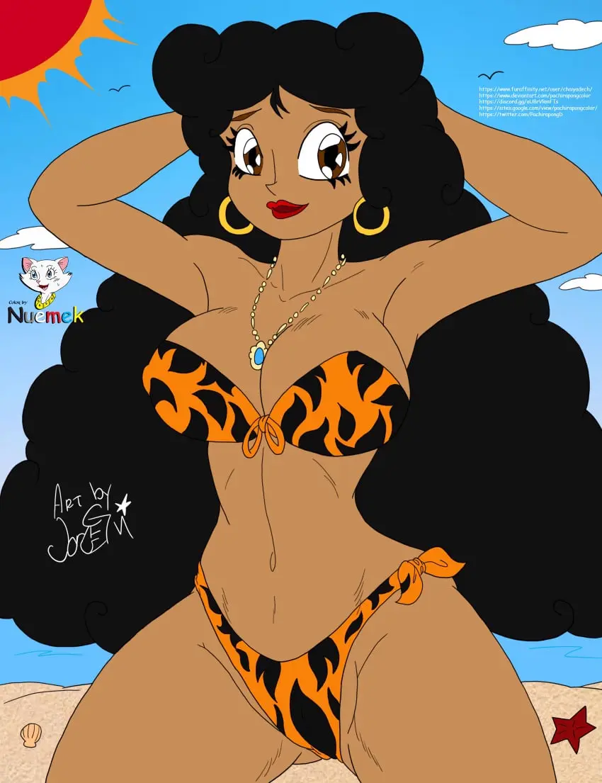 Image brown_eyes,long_hair,black_hair,bikini,earrings,milf,beach,jewelry,black_hair_female,red_lipstick,bikini_top,bikini_bottom,brown_skin,red_lips,el_tigre,maria_rivera,mexican,mexican_female,nuemekcolor