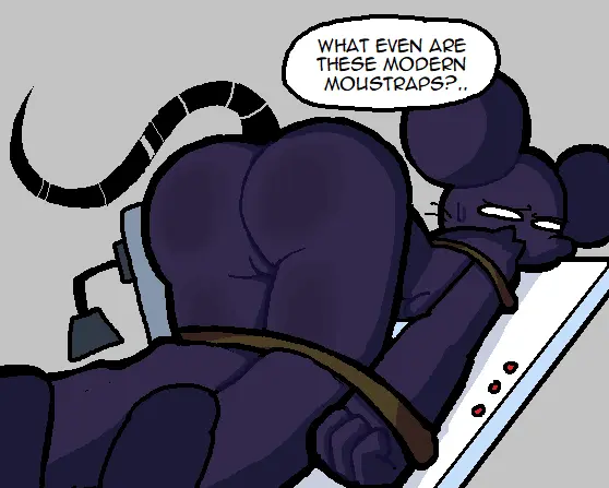 Image text,tagme,original_character,ass_focus,bondage,oc,text_bubble,mouse,no_genitals,mouse_humanoid,stuck,arcaned_roses,imminent_spanking,mouse_trap,mousetrap,roses_arcaned,unknown_gender
