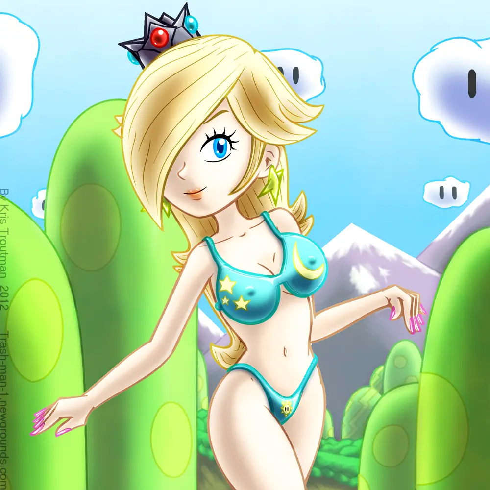 Image 1girls,breasts,female,female_only,solo,blue_eyes,bikini,boobs,earrings,sky,solo_female,mario_(series),nintendo,outdoors,ear_piercing,blue_bikini,pink_nails,crown,super_mario_bros.,one_eye_covered,one_female,princess_rosalina,solo_only,blue_bikini_bottom,blue_bikini_top,thetrashman