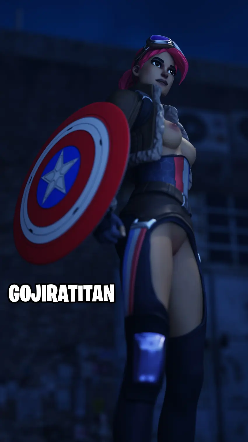 Image 1girls,breasts,breasts_out,clothed,clothing,exposed_breasts,female,pussy,clothed_female,solo_female,fortnite,pale_skin,jacket,partially_clothed,exposed_pussy,goggles,goggles_on_head,marvel,marvel_comics,casual,captain_america_(series),gojiratitan,gojiratitannsfw,partially_clothed_female,pussy_out,brite_bomber,britestar,captain_america's_shield,looking_forward