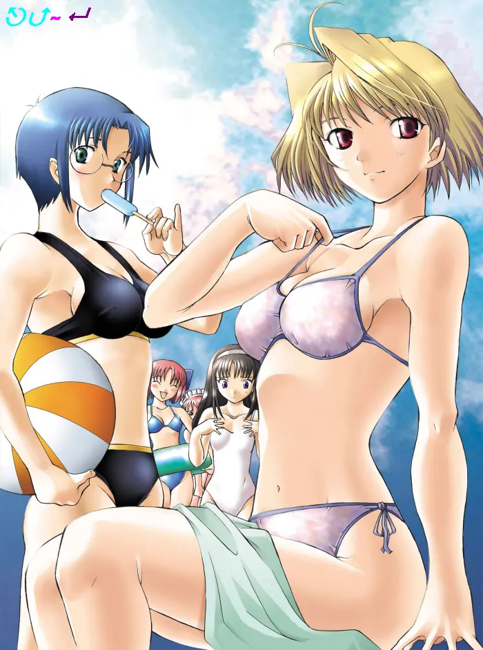 Image breasts,female,large_breasts,red_eyes,blue_hair,multiple_girls,short_hair,red_hair,bikini,glasses,blonde_hair,swimsuit,brown_hair,sisters,siblings,ball,day,food,breast_envy,twins,5girls,side-tie_bikini_bottom,arcueid_brunestud,tsukihime,00s,beachball,ciel_(tsukihime),hisui_(tsukihime),kohaku_(tsukihime),popsicle,tohno_akiha