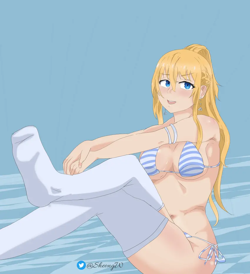 Image breasts,female,bikini,ponytail,blonde_hair,legs,full_body,date_a_live,sheong_wong,artemisia_bell_ashcroft