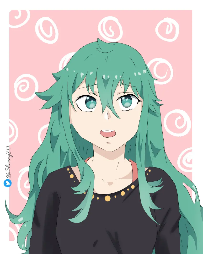 Image clothed,long_hair,ass,curly_hair,green_eyes,green_hair,date_a_live,clavicle,kyouno_natsumi,sheong_wong