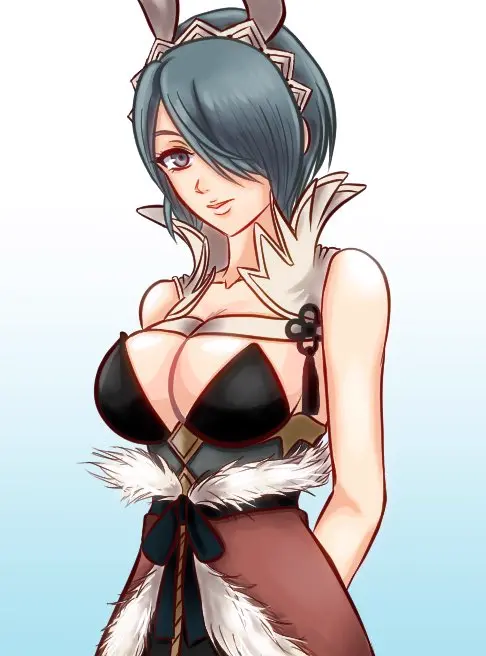 Image 1girls,big_breasts,breasts,female,female_only,large_breasts,looking_at_viewer,solo,blue_eyes,blue_hair,hair_over_one_eye,bare_shoulders,cleavage,2d,bunny_ears,bunny_girl,nintendo,fur_trim,alternate_costume,fire_emblem,bunnysuit,playboy_bunny,fire_emblem_fates,white_fur,febakkari,setsuna_(fire_emblem)