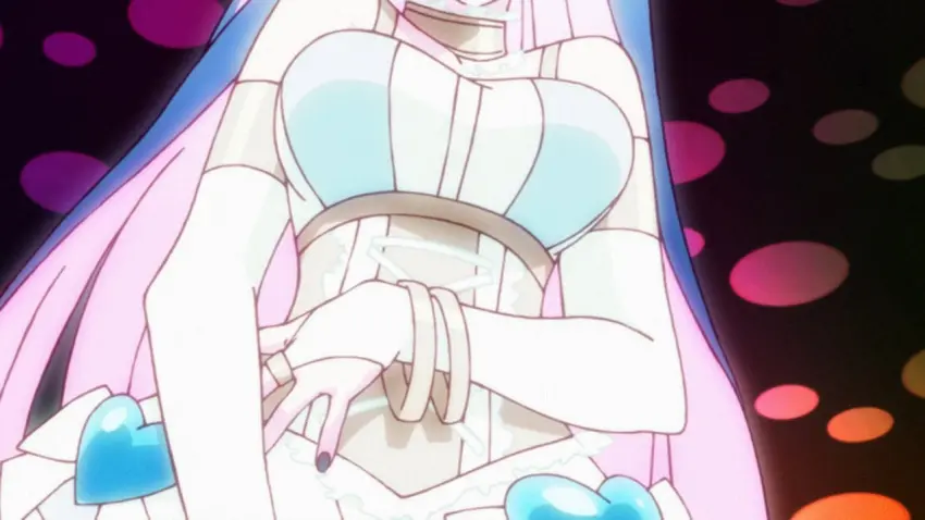 Image 1girls,big_breasts,breasts,female,large_breasts,solo,blue_hair,multicolored_hair,dress,nail_polish,angel,skirt,ribbon,heart,anime,goth,goth_girl,black_nails,big_tits,crop_top,white_skirt,screenshot,anime_screencap,blue_heart,blue_hearts,panty_&_stocking_with_garterbelt,stocking_anarchy