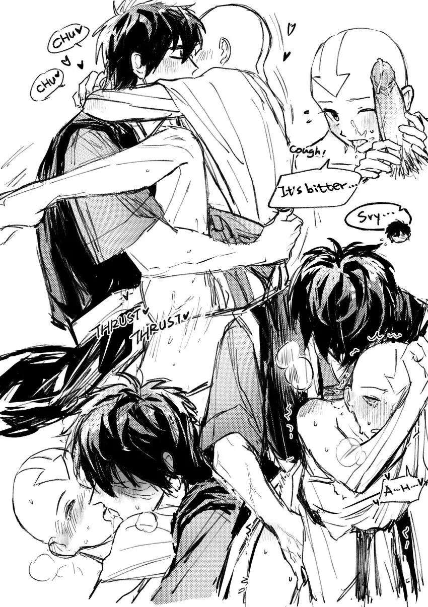Image human,human_only,male,fellatio,2boys,male_only,yaoi,text,gay,blowjob,english_text,speech_bubble,bald,avatar_legends,avatar_the_last_airbender,blowjob_face,fire_nation,gay_blowjob,zuko,the_avatar,aang,air_nomad,airbender_tattoo,bald_male,yishu