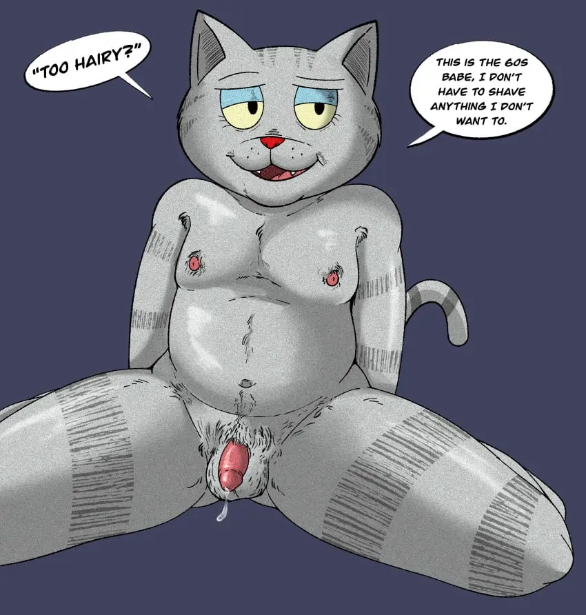 Image hi_res,nipples,solo,male,penis,anthro,text,spread_legs,spreading,genital_fluids,flaccid,bodily_fluids,genitals,mammal,precum,dialogue,foreskin,uncircumcised,english_text,feline,speech_bubble,happy_trail,felid,pubes,body_hair,leaking_precum,fritz_the_cat,fritz_the_cat_(character),illegaleel