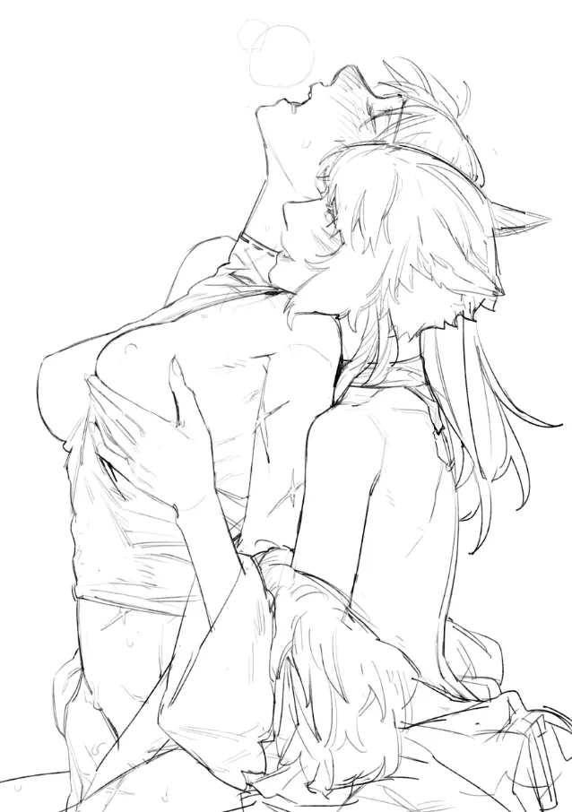 Image breasts,female,large_breasts,nipples,open_mouth,smile,2girls,animal_ears,multiple_girls,short_hair,sweat,earrings,cat_ears,jewelry,feathers,parted_lips,closed_eyes,saliva,monochrome,grabbing,grabbing_another's_breast,grabbing_from_behind,yuri,fingering,off_shoulder,commentary_request,final_fantasy,final_fantasy_xiv,scar,breath,facial_mark,greyscale,korean_commentary,reach-around,profile,miqo'te,warrior_of_light_(ff14),whisker_markings,y'shtola,scar_on_arm,adventurer_(ff14),dog_9uk,feather_earrings,scar_on_stomach,y'shtola_rhul