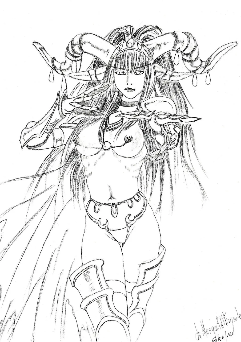 Image 1girls,female,solo,warcraft,world_of_warcraft,sketch,nipple_piercing,blizzard_entertainment,alexstrasza,nebio