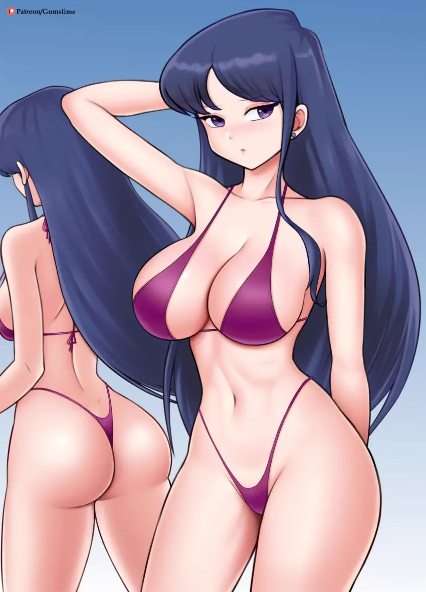 Image 1girls,breasts,female,female_only,long_hair,solo,bikini,ass,solo_female,purple_eyes,bikini_top,bikini_bottom,purple_bikini,pointy_chin,one_female,komi-san_wa_komyushou_desu,komi_shouko,purple_bikini_bottom,purple_bikini_top,solo_only,gummslime