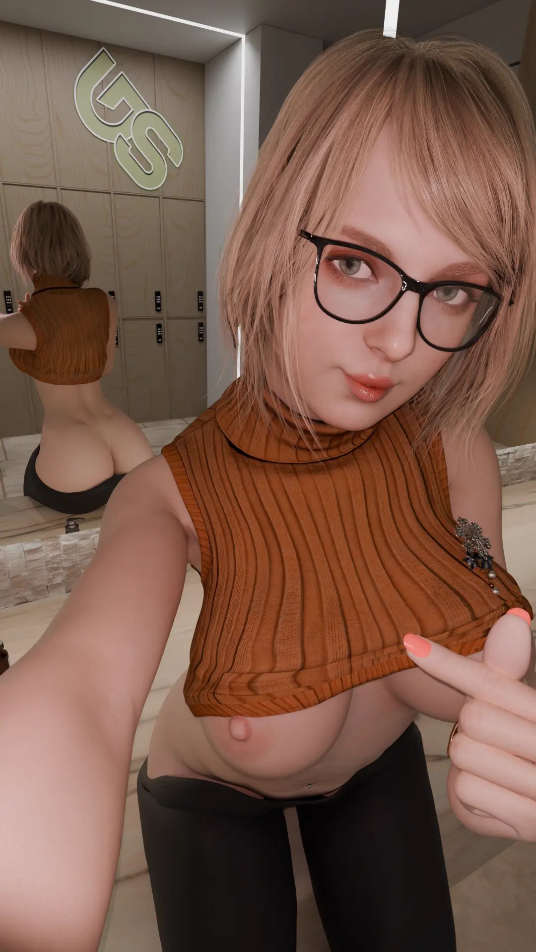 Image 1girls,female,female_only,human,light-skinned_female,light_skin,solo,ass,bubble_butt,female_focus,wide_hips,glasses,tagme,blonde_hair,busty,medium_hair,3d,hourglass_figure,selfie,straight_hair,ass_cleavage,capcom,resident_evil,mirror,butt_crack,mirror_selfie,ashley_graham,ashley_graham_(ella_freya),resident_evil_4,grandmastersurgeon