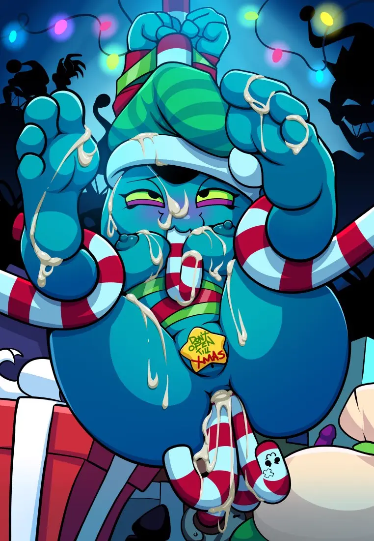 Image blush,breasts,female,nipples,cum,anal,anal_sex,penetration,genital_fluids,bodily_fluids,sex_toy,brawl_stars,covered_pussy,alien,bound,messy,buttplug,plug_(sex_toy),food,supercell_(company),arms_tied,green_sclera,cum_covered,candy,dessert,gift,candy_cane,candy_cane_in_ass,candy_cane_in_mouth,eve_(brawl_stars),roxley,roxley-d