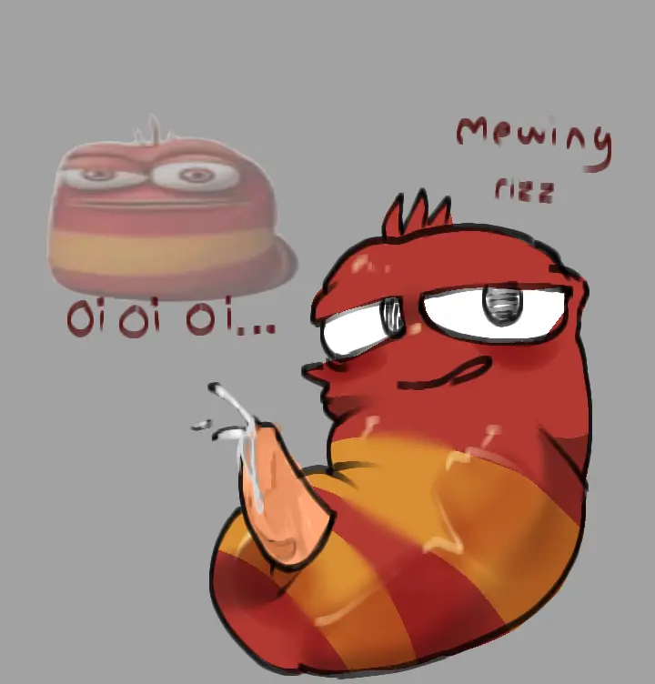Image blush,hi_res,1boy,cum,male,anthro,tagme,ejaculation,ambiguous_gender,animal_genitalia,larva_(series),red_(larva),larva,maomaocatmao