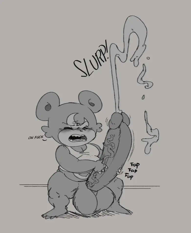 Image clothed,clothing,shirt,solo,cum,male,penis,pokemon,pokemon_(species),big_penis,male_only,balls,huge_cock,size_difference,anthro,sitting,ejaculation,nintendo,monochrome,big_balls,genital_fluids,masturbation,slightly_chubby,bodily_fluids,genitals,mammal,sleeveless_shirt,bottomless,angry,smaller_male,bear,topwear,generation_2_pokemon,shirt_only,topwear_only,olozva,teddiursa