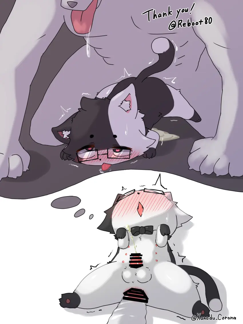 Image blush,hi_res,nipples,open_mouth,simple_background,white_background,cum,male,nude,sweat,tail,tongue_out,lying,on_back,tongue,sex,duo,anal,anal_sex,male/male,eyebrows,balls,drooling,eyewear,from_behind_position,glasses,size_difference,black_background,anus,spread_legs,spreading,absurd_res,censored,cum_while_penetrated,ejaculation,looking_pleasured,saliva,sweatdrop,penetration,genital_fluids,masturbation,bodily_fluids,canid,canine,canis,fur,genitals,mammal,multicolored_body,multicolored_fur,two_tone_body,two_tone_fur,wolf,sex_toy,claws,paws,black_body,dildo,motion_lines,big_dom_small_sub,dominant,censor_bar,all_fours,submissive,black_nose,feline,flushed,white_body,cumshot,against_surface,signature,blush_lines,markings,tuft,dipstick_tail,raised_tail,tail_markings,white_fur,heart_symbol,felid,larger_male,domestic_cat,felis,thought_bubble,shaking,cum_on_ground,cum_pool,on_ground,black_fur,pawpads,hindpaw,heart_eyes,age_difference,eyewear_only,glasses_only,wearing_glasses,inner_ear_fluff,countershading,black_eyebrows,pink_anus,facial_tuft,fuzzy_balls,cheek_tuft,cute_fangs,pink_inner_ear,bow_tie,shivering,white_inner_ear_fluff,multi_nipple,countershaded_face,countershaded_thighs,impact_lines,larger_dominant,raised_paw,reboot_(character),rectangular_glasses,transparent_dildo,transparent_sex_toy,tuxedo_cat,xanadu_corona