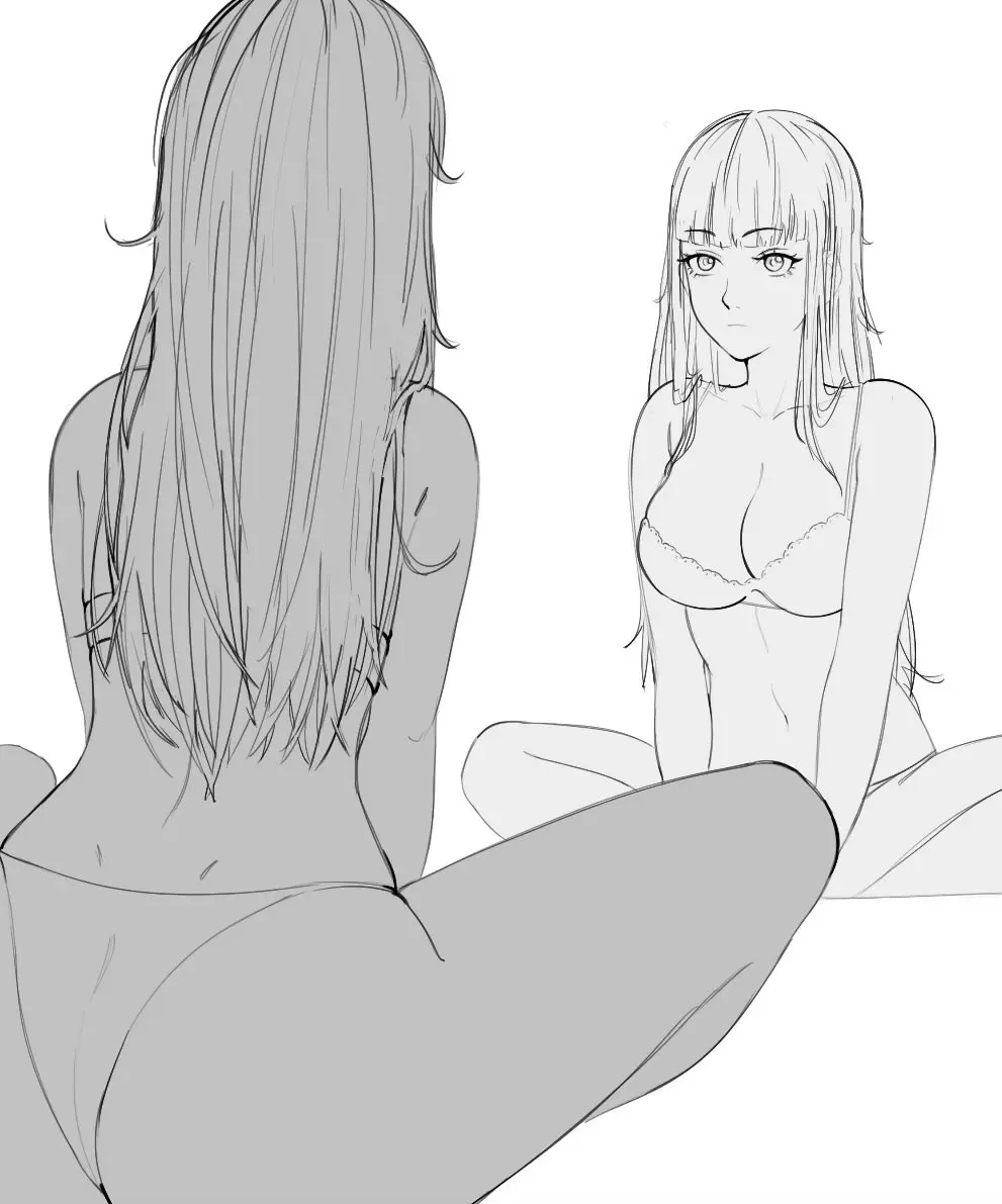 Image 1girls,big_breasts,breasts,female,female_only,human,long_hair,simple_background,solo,white_background,bra,ass,lingerie,solo_female,2d,sitting,monochrome,2d_(artwork),2024,younger_female,human_female,reflection,looking_at_self,no_sex,assassin,osaragi_(sakamoto_days),pplord,questionable,sakamoto_days