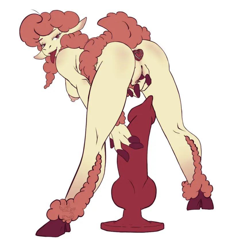 Image female,solo,penis,tongue,hair,pink_hair,anthro,vaginal_penetration,presenting,bent_over,genitals,mammal,sex_toy,fingering,dildo,bovid,animal_genitalia,animal_penis,canine_genitalia,canine_penis,finger_fuck,caprine,sheep,buttplug,plug_(sex_toy),ewe,sekutsune,shepheara